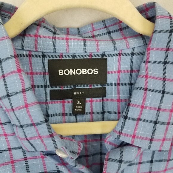 NEW Bonobos Men's XL Slim Fit Long Sleeve Button Up Plaid Shirt Blue - Picture 7 of 11